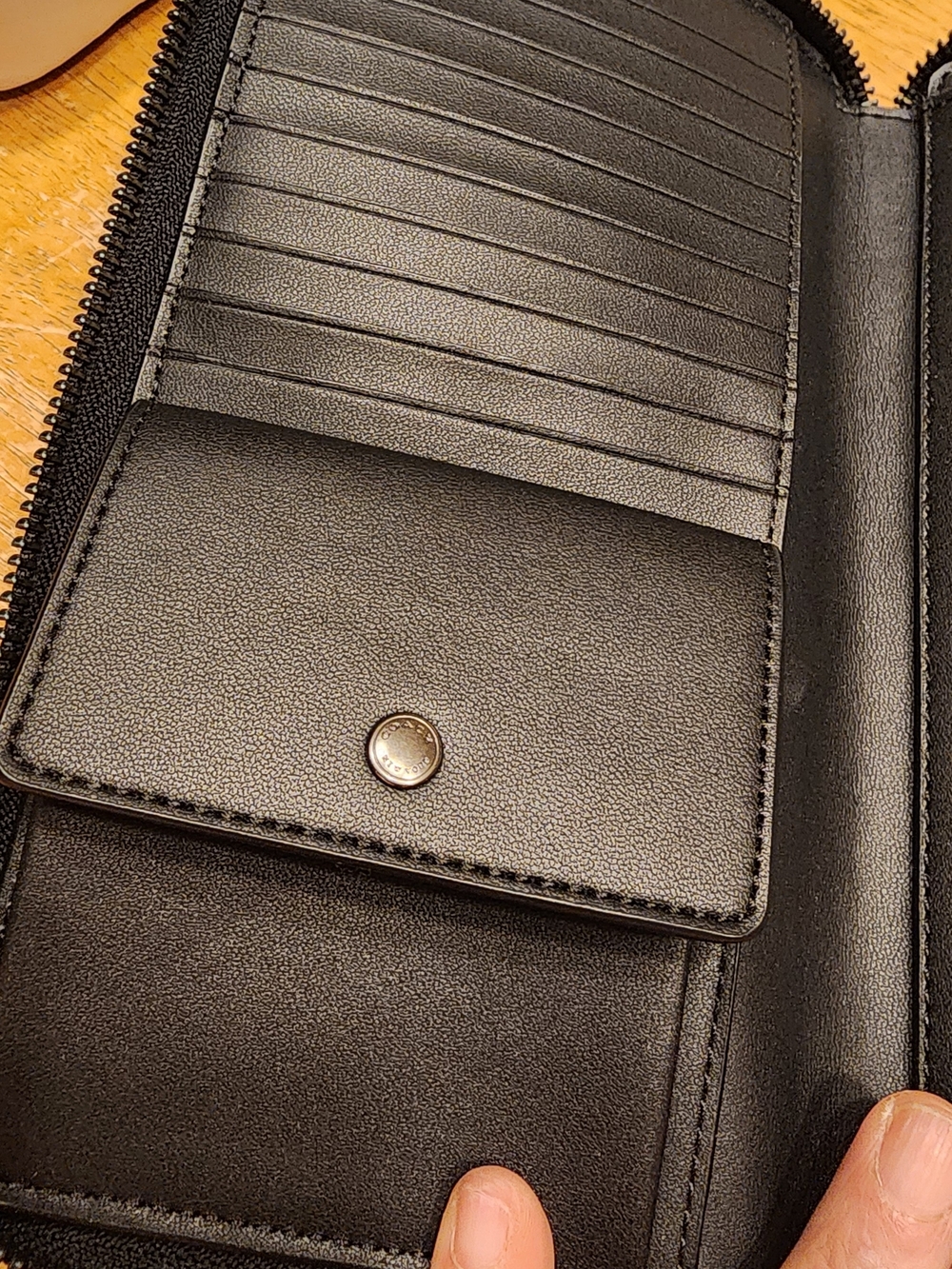 Coach Double Zip Travel Organizer Wallet Black Embossed Leather - Picture 13 of 16